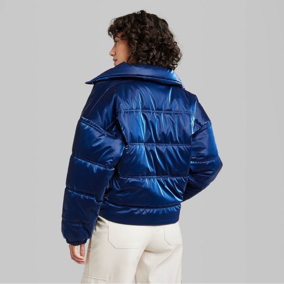Wild Fable Dark Blue Snap Puffer Jacket - Picture 7 of 7